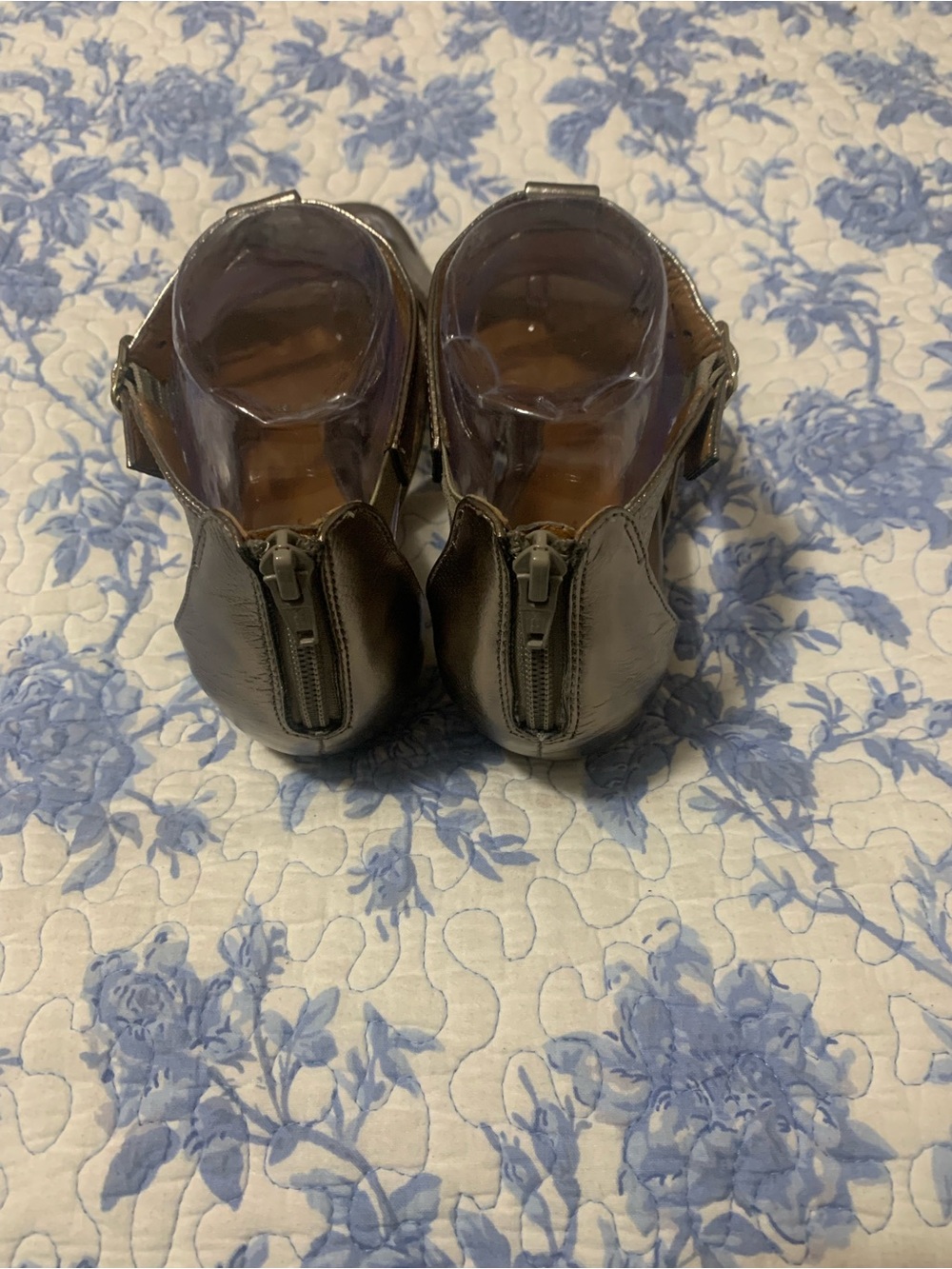 Metallic Bronze Strappy Wedge Heels - Women's - Picture 3 of 6